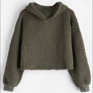 ZAFUL Green Fuzzy Cropped Sweater